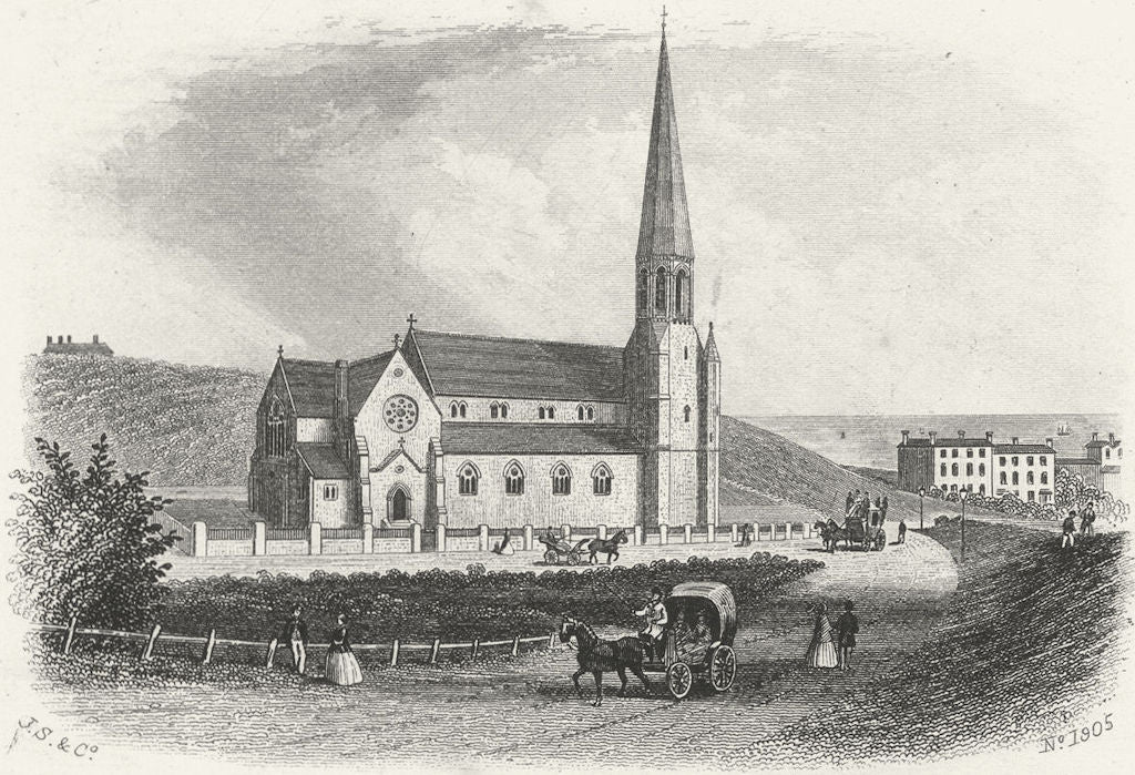IOW. Holy Trinity Church, Ventnor, Isle of Wight c1850 old antique print